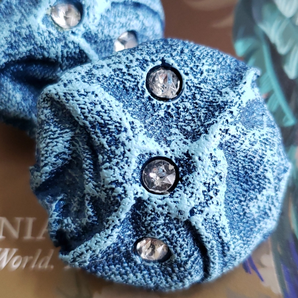 VTG large Jeans/crystals earrings, blue